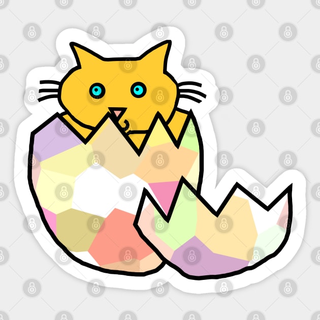 Yellow Cat Hatching from Easter Egg as Chonk Kitten Sticker by ellenhenryart